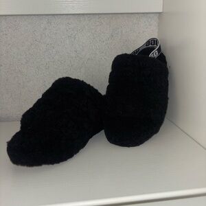 UGG Black Fuzzy Sandals